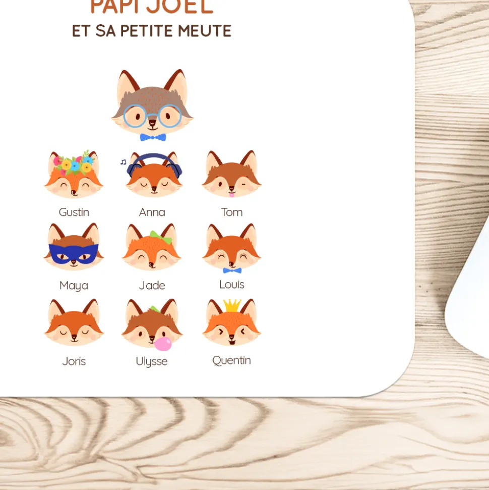 Tapis de souris personnalisé - Papi Renard et sa meute