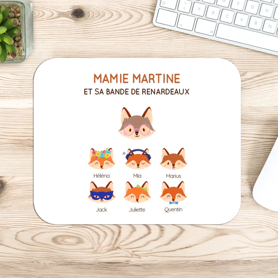 Tapis de souris personnalisé - Mamie Renard et sa meute