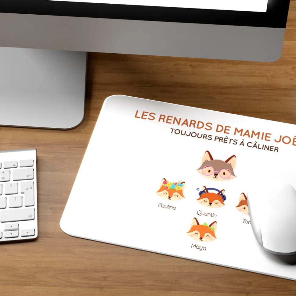 Tapis de souris personnalisé - Mamie Renard et sa meute
