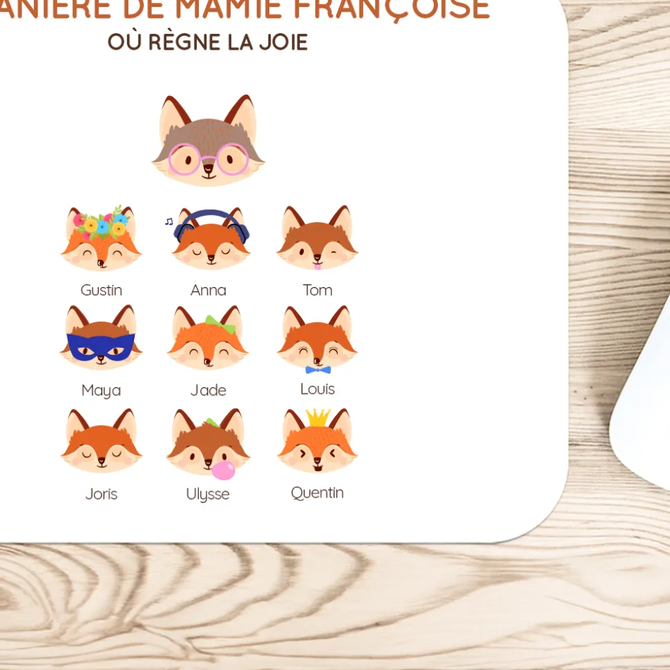 Tapis de souris personnalisé - Mamie Renard et sa meute