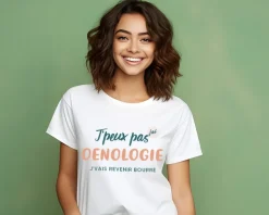 Tee shirt personnalisé femme - J'peux pas j'ai oenologie