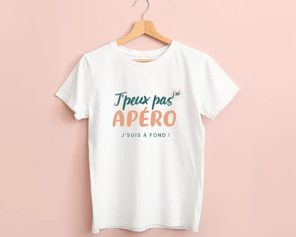 Tee shirt personnalisé femme - J'peux pas j'ai apéro
