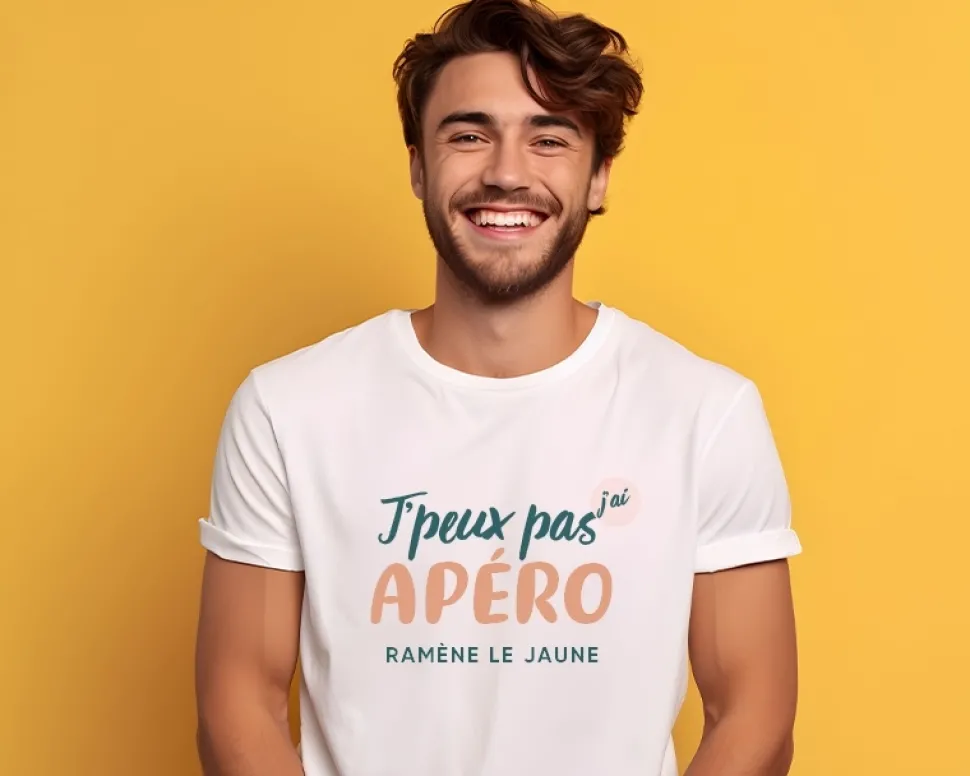 Tee shirt personnalisé homme - J'peux pas j'ai apéro
