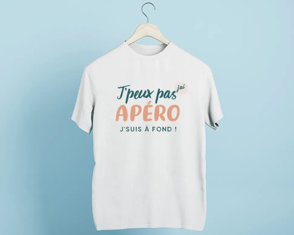 Tee shirt personnalisé homme - J'peux pas j'ai apéro