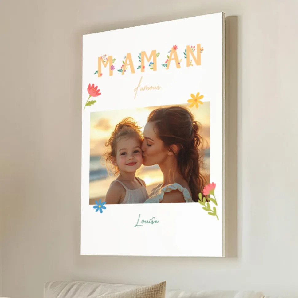 Toile canva personnalisable - Amour Fleuri