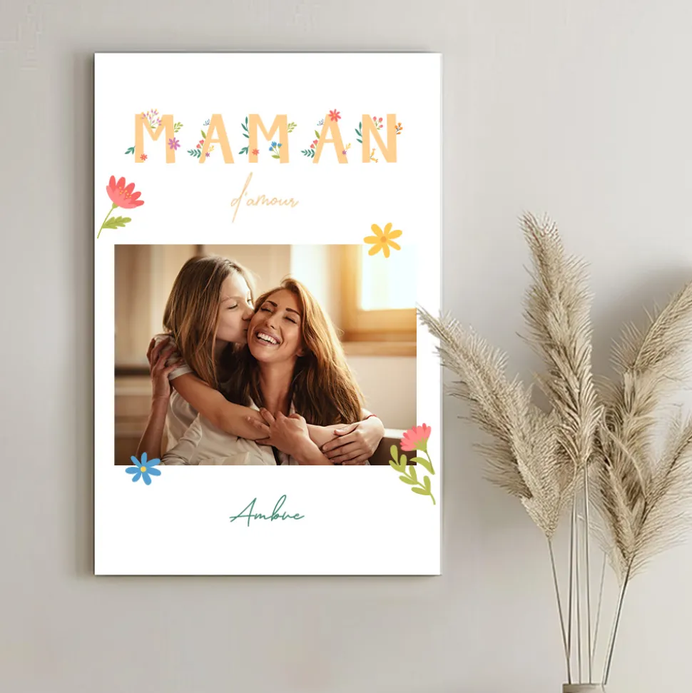 Toile canva personnalisable - Amour Fleuri