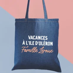 Tote bag en jean personnalisé - Message