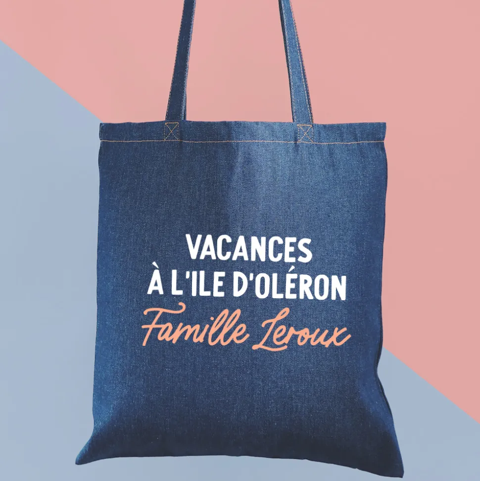 Tote bag en jean personnalisé - Message