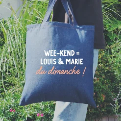 Tote bag en jean personnalisé - Message