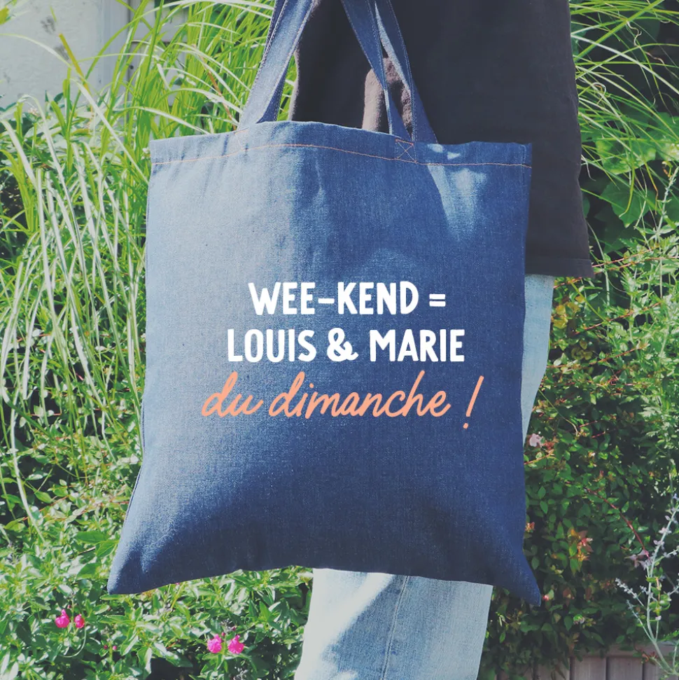 Tote bag en jean personnalisé - Message