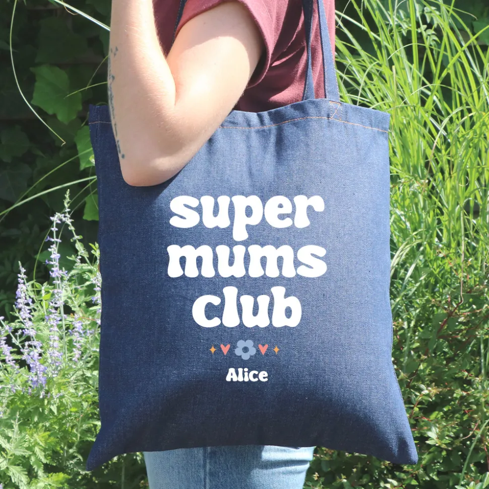 Tote bag en jean personnalisé - Cool Mums Club