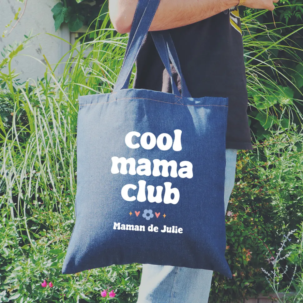 Tote bag en jean personnalisé - Cool Mums Club