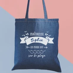 Tote bag en jean personnalisé - En vacances