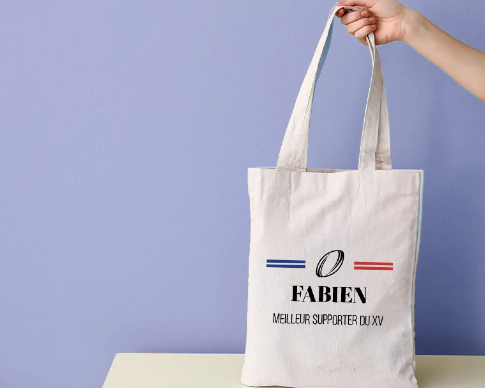 Tote bag personnalisé - Bleu Blanc Rouge Rugby