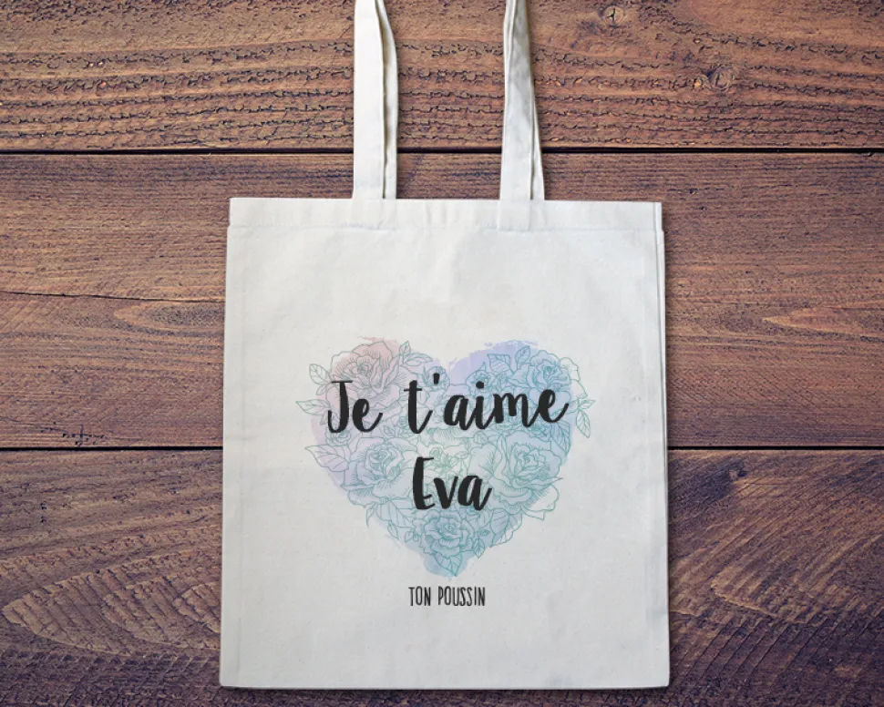 Tote bag personnalisé - Coeur message