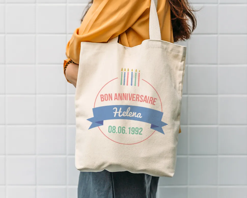 Tote bag personnalisé - Collection bougies d'anniversaire