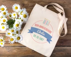 Tote bag personnalisé - Collection bougies d'anniversaire