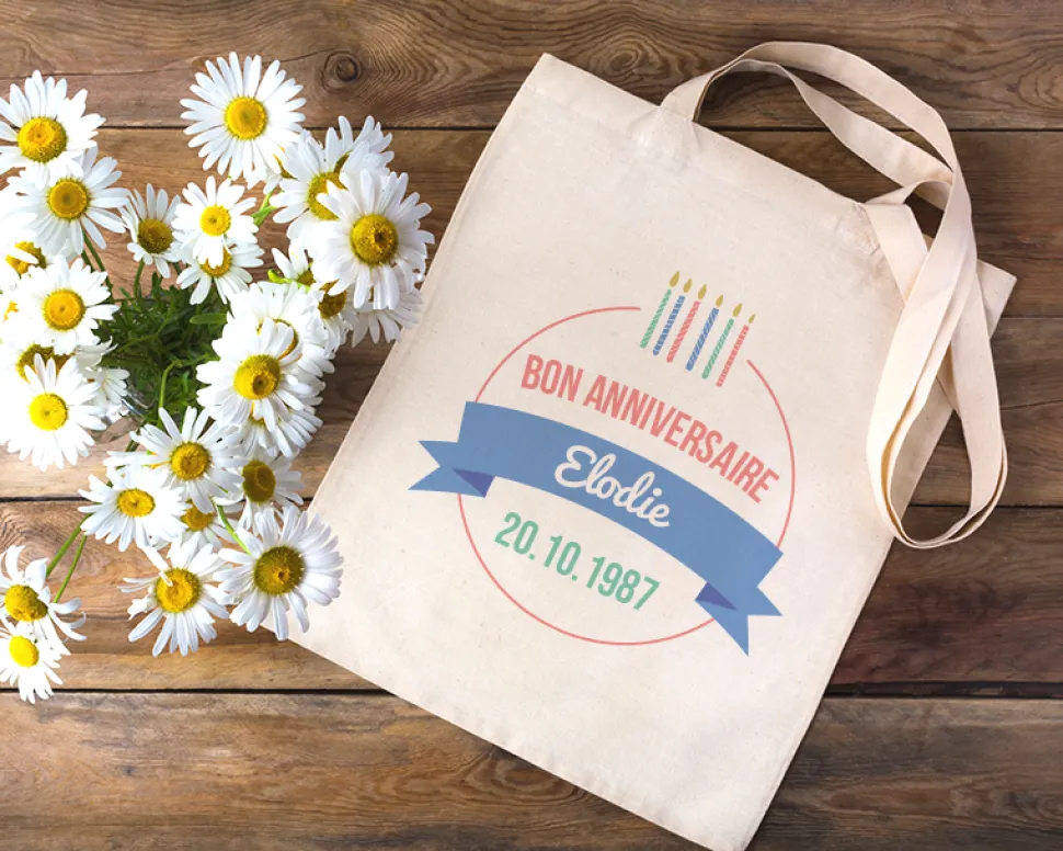 Tote bag personnalisé - Collection bougies d'anniversaire