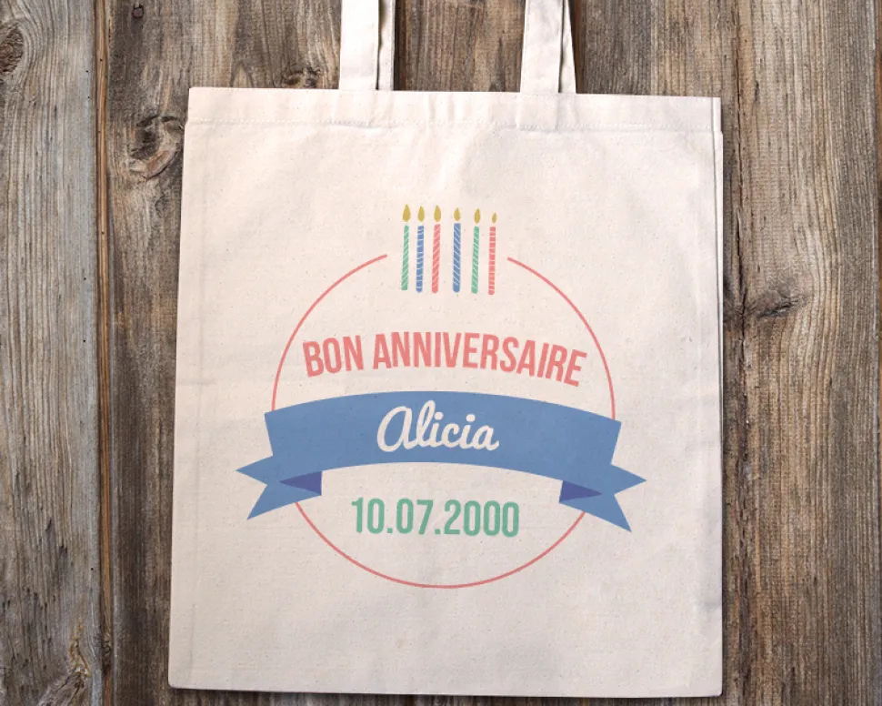 Tote bag personnalisé - Collection bougies d'anniversaire