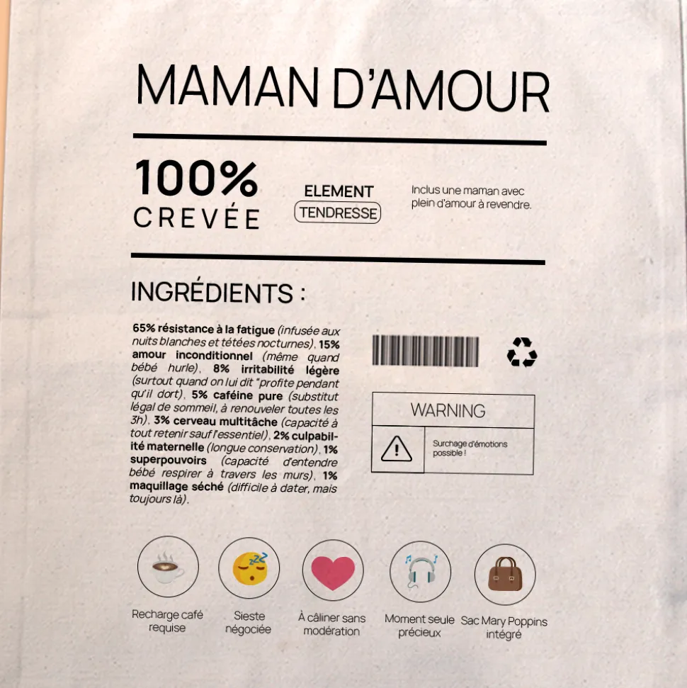 Tote bag personnalisé - Composition d'une jeune maman