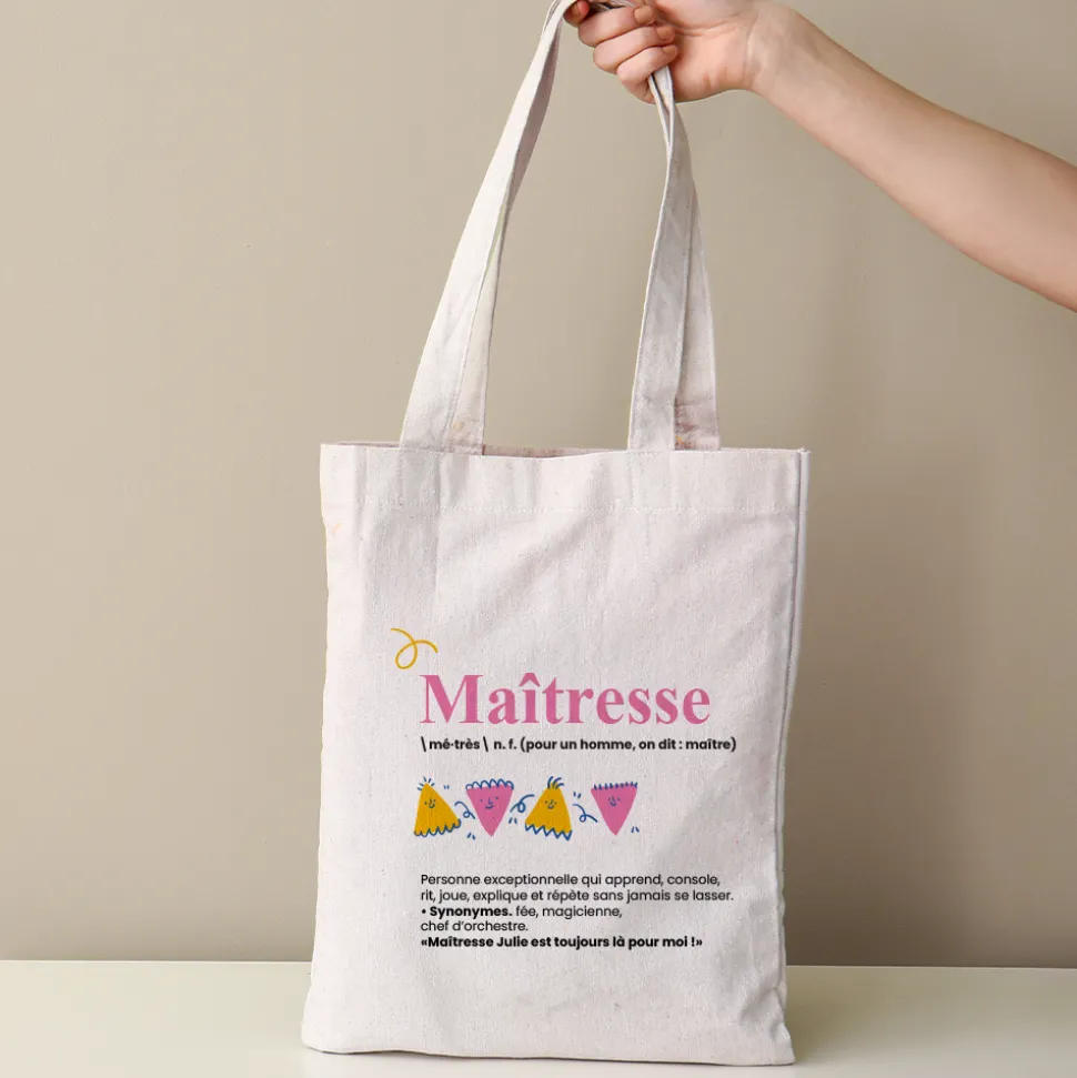 Tote bag personnalisé - Définition Maitresse
