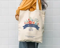 Tote bag personnalisé - Mamie fleurie