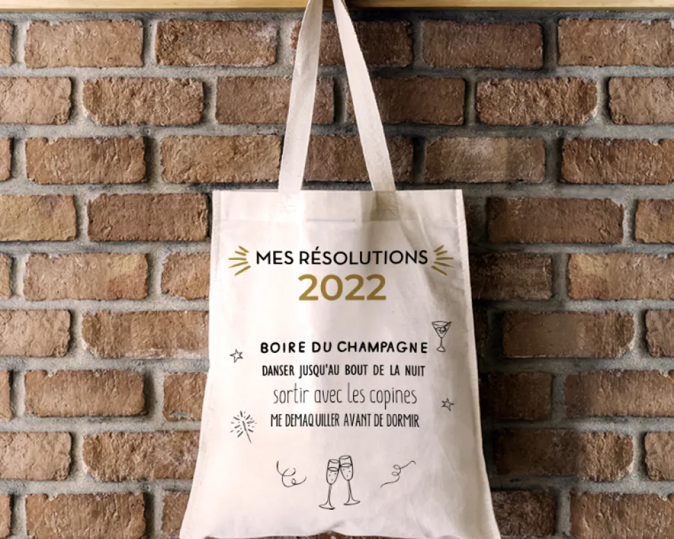 Tote Bag Personnalisable - Mes Résolutions - 100% coton naturel