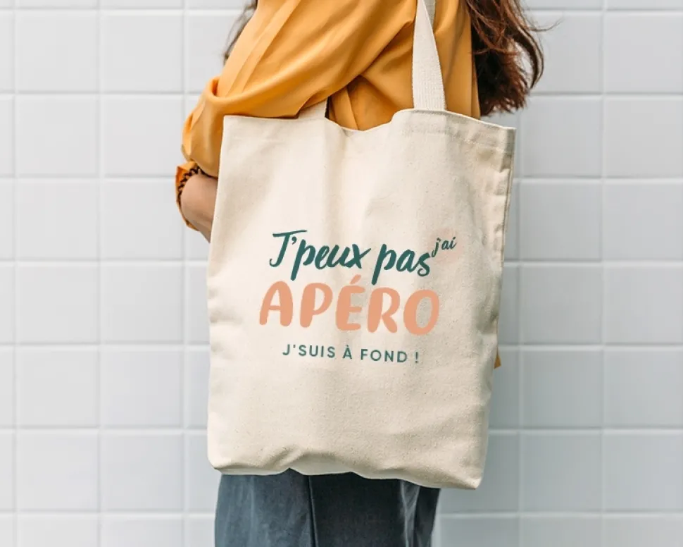 Tote bag personnalisable - J'peux pas j'ai apéro