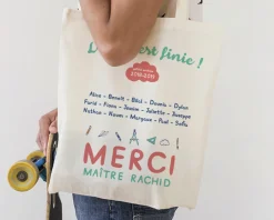 Tote bag Personnalisable - L'école est finie - 100% coton naturel