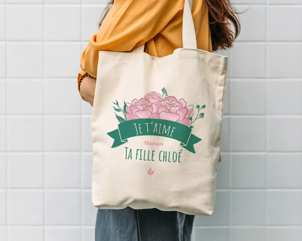 Tote bag personnalisable - Collection Maman Fleurie