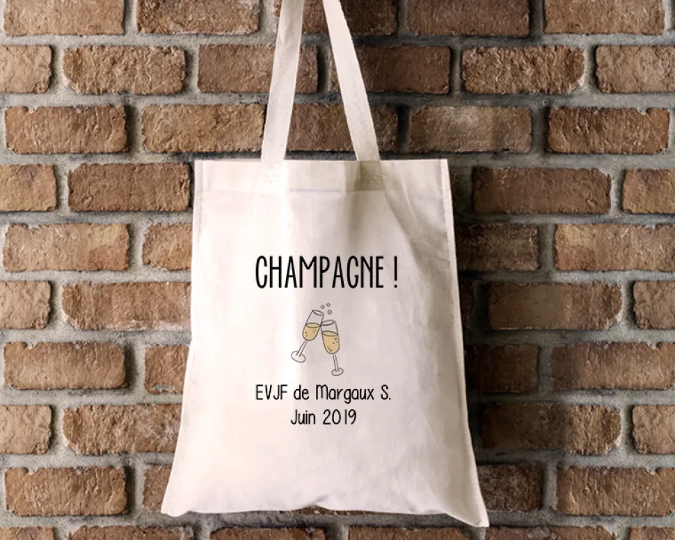 Tote bag Personnalisable - Champagne party - 100% coton naturel