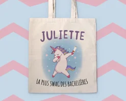 Tote bag Personnalisable - Licorne diplômée -100% coton naturel