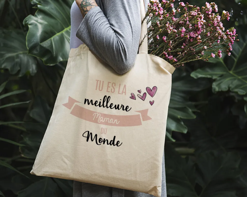 Tote bag Personnalisable - Tu es la meilleure du monde - 100% coton naturel