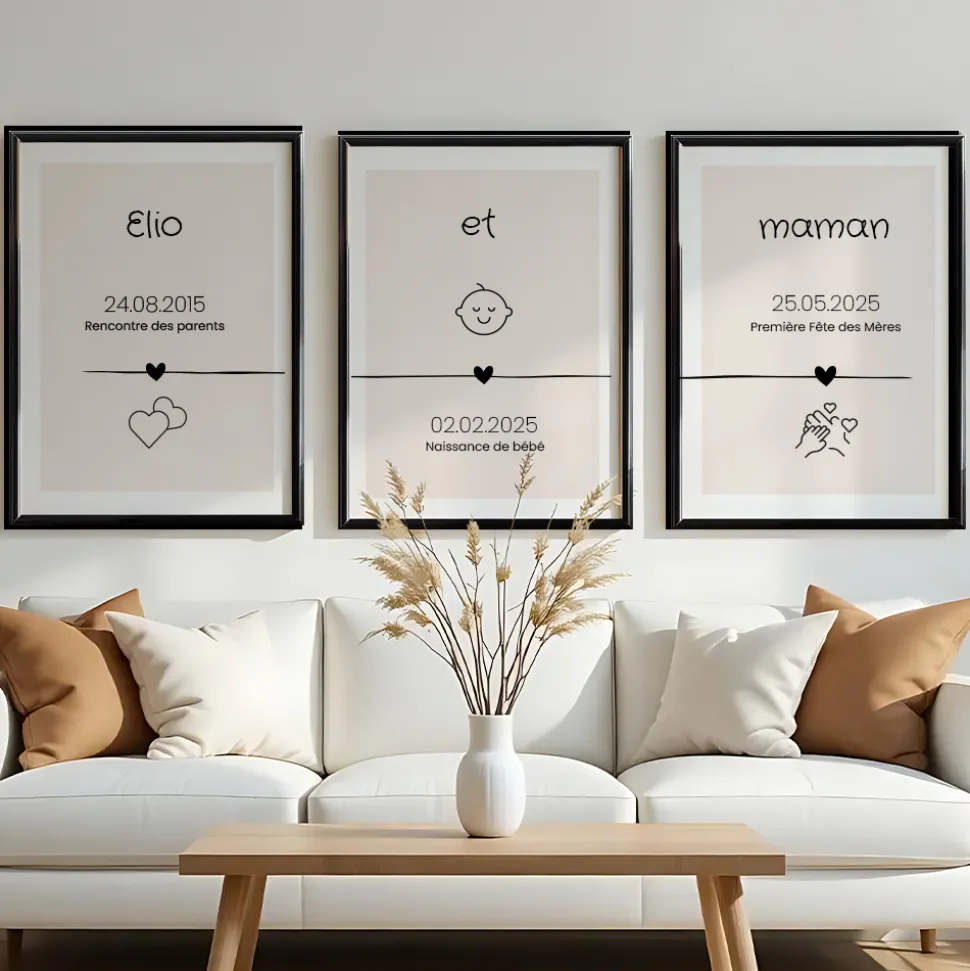 Trio d'affiches personnalisées - Ligne de Vie