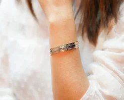 Trio de bracelets joncs personnalisés - Plaqué or, argent et argent rosé