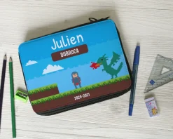 Trousse d'école avec fournitures - Collection Jeux Vidéo Retro - Version Garçon