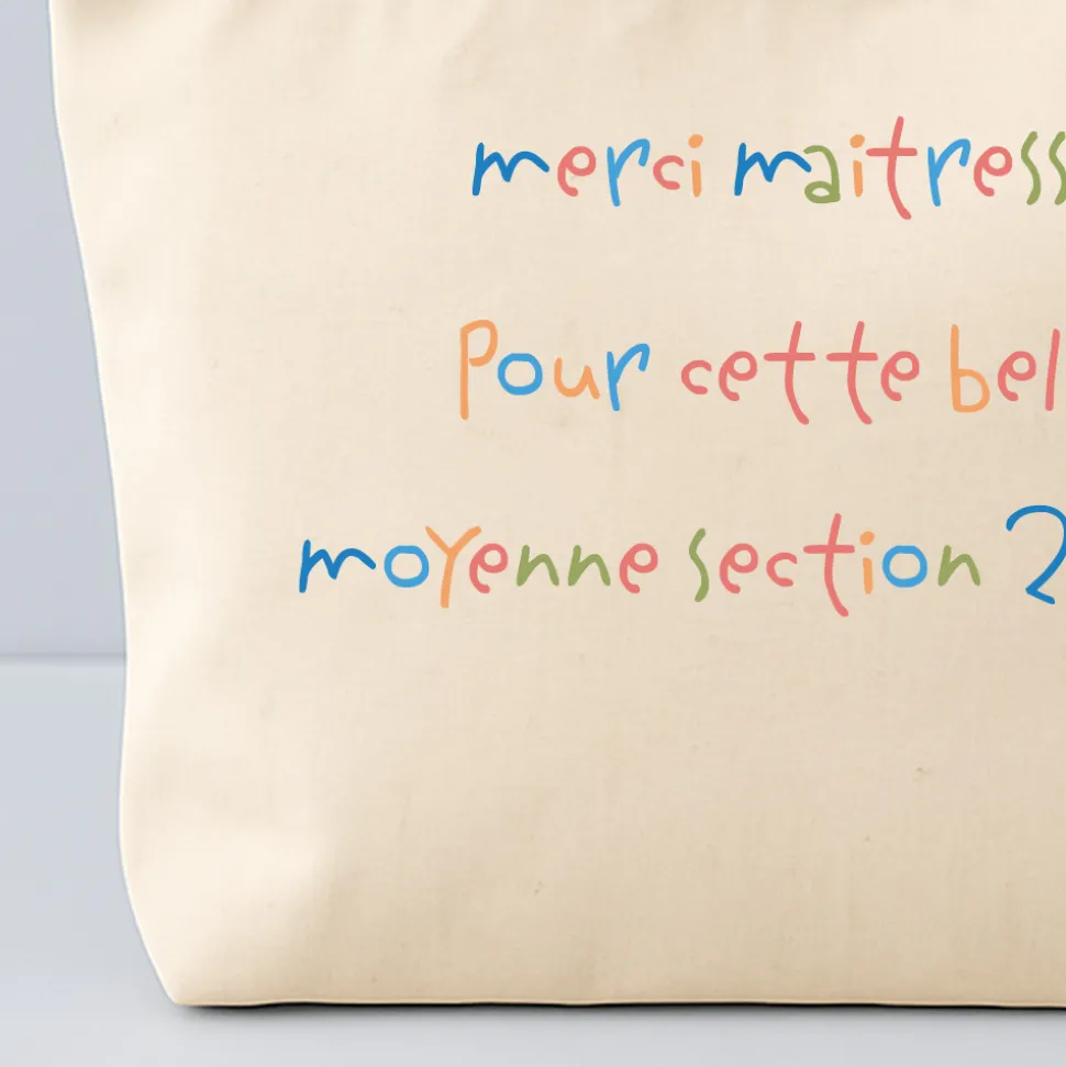 Trousse en coton personnalisée - Mots d'enfants pour maitresse