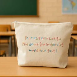 Trousse en coton personnalisée - Mots d'enfants pour maitresse