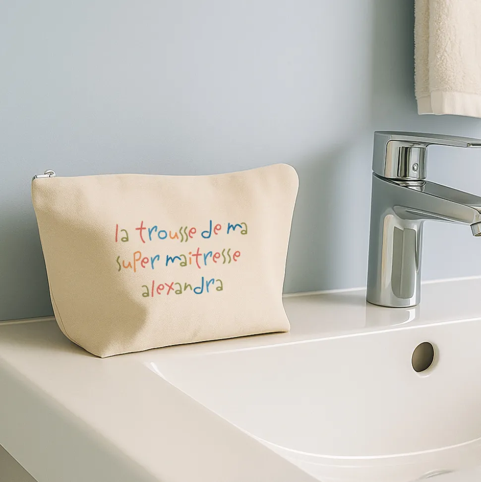 Trousse en coton personnalisée - Mots d'enfants pour maitresse