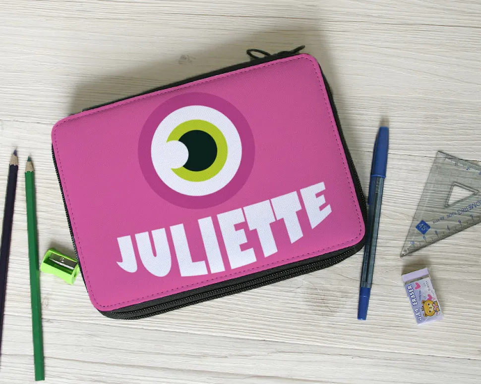 Trousse monstre rose avec fournitures