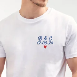 T-shirt homme personnalisé brodé - Coeur