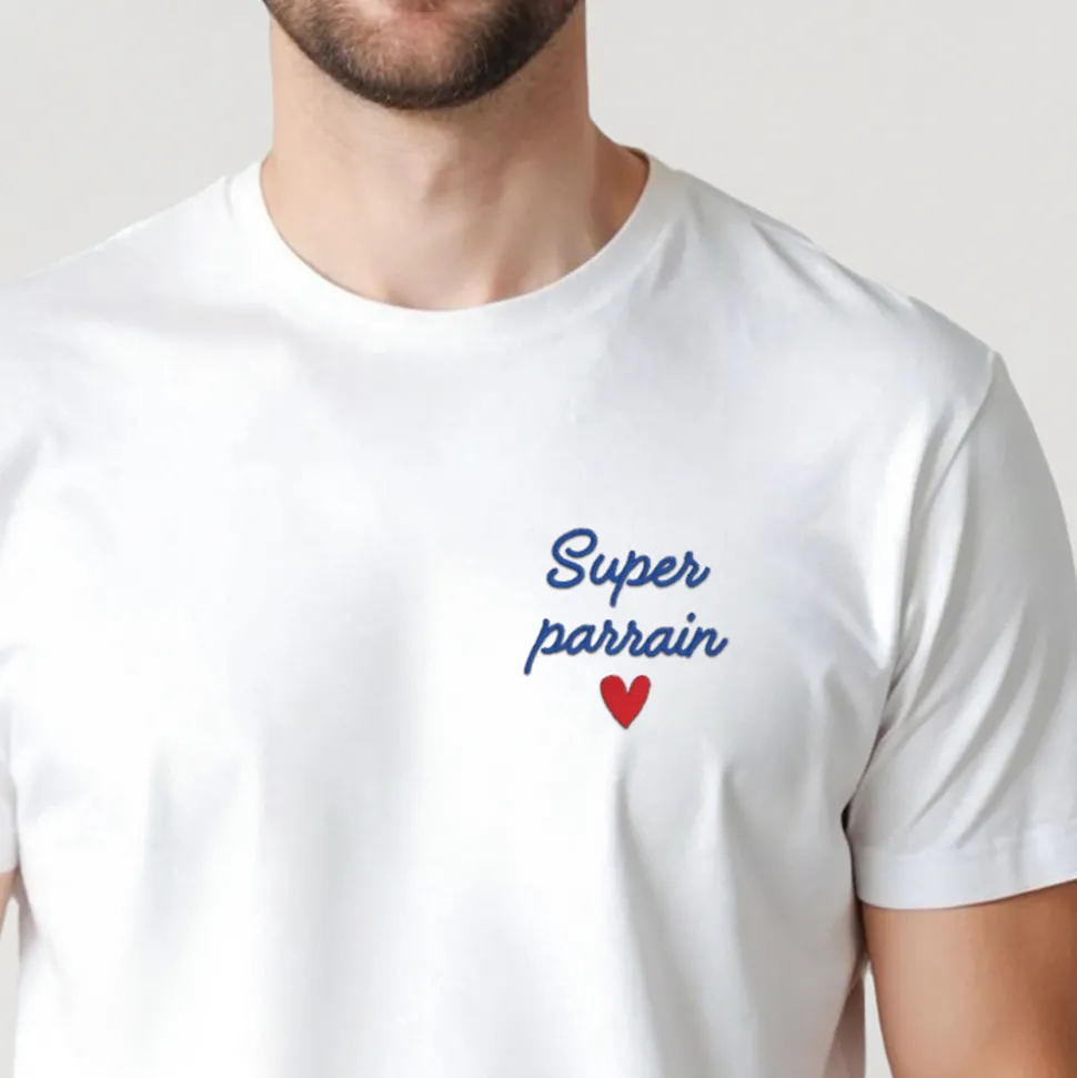 T-shirt homme personnalisé brodé - Coeur