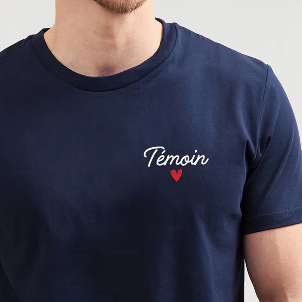 T-shirt homme personnalisé brodé - Coeur