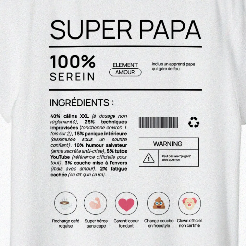 T-shirt homme personnalisé - Composition d'un jeune papa