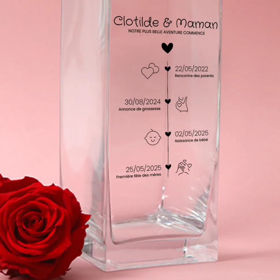 Vase cubique personnalisé - Ligne de Vie