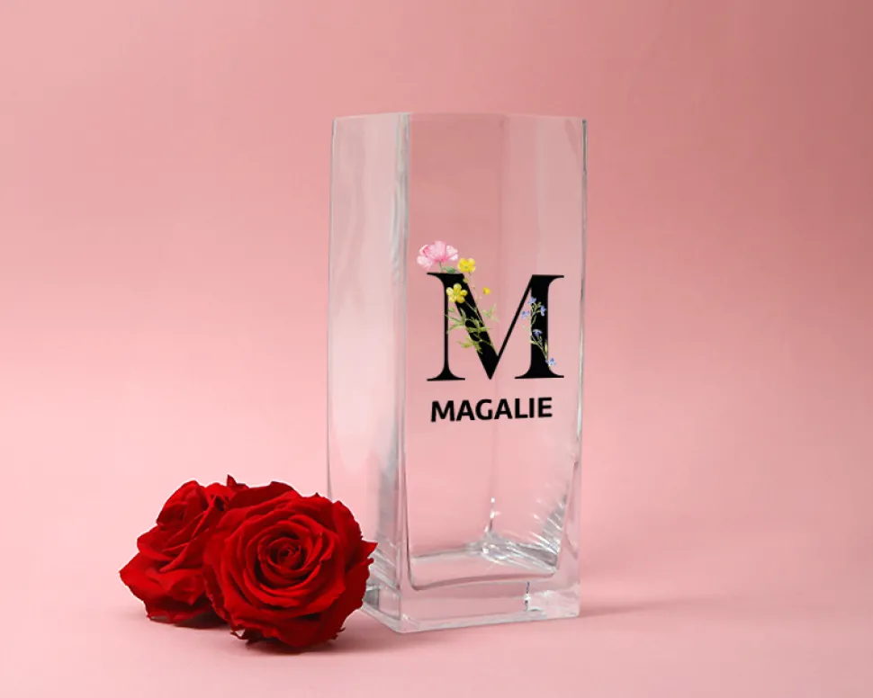 Vase personnalisé cubique - Monogramme