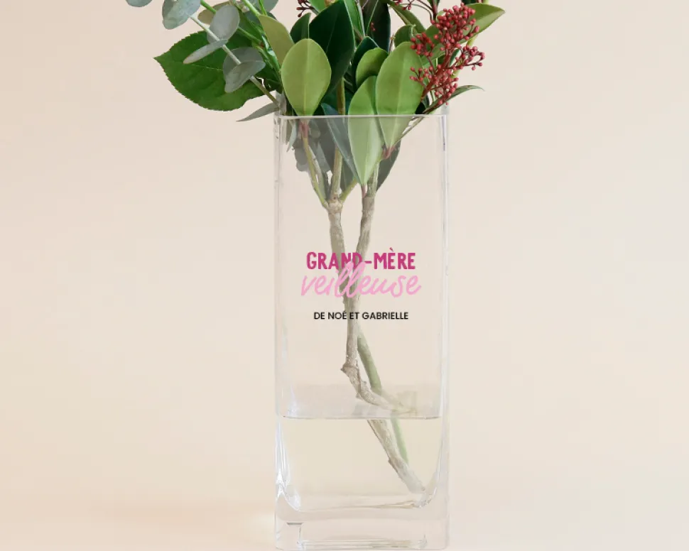 Vase personnalisé cubique - Grand mère-veilleuse