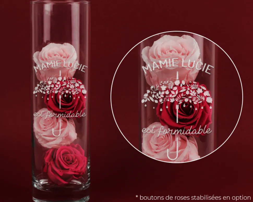Vase personnalisé cylindrique - Je t'aime