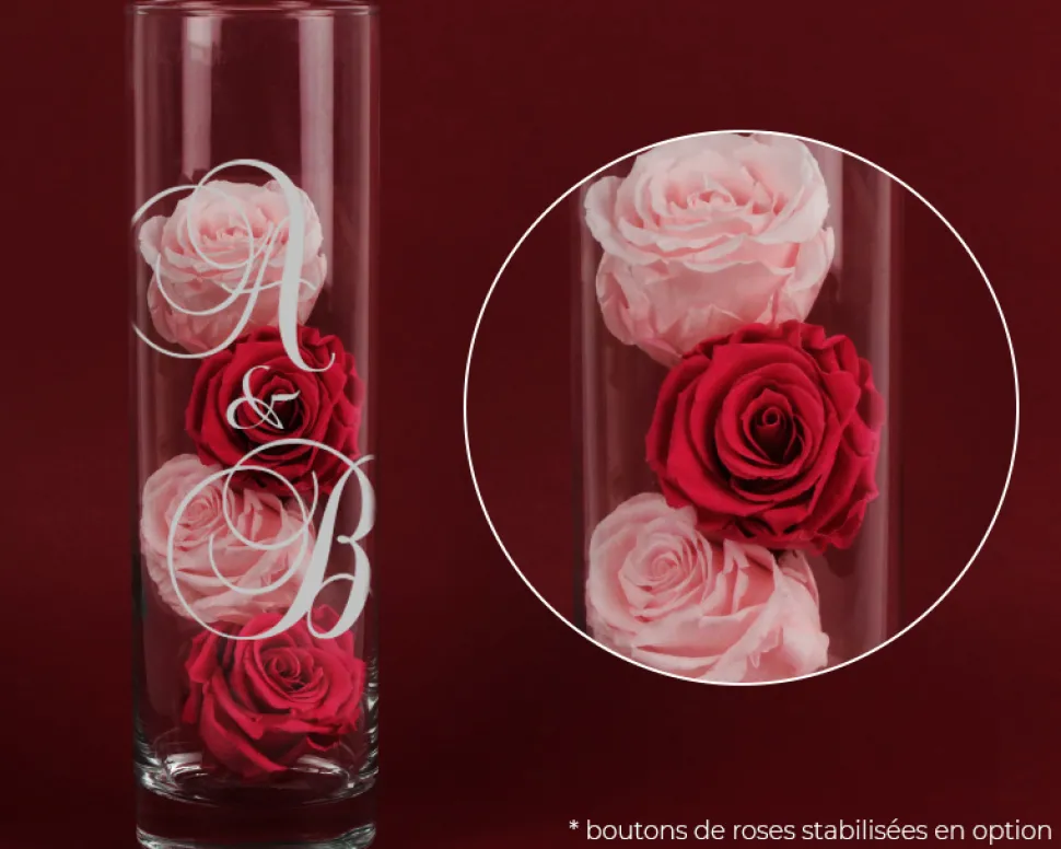 Vase personnalisé cylindrique - Initiales