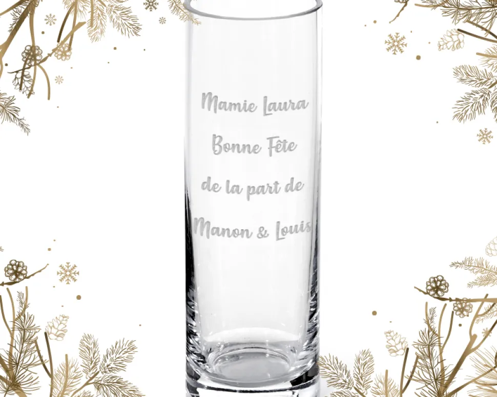 Vase personnalisé cylindrique - Texte